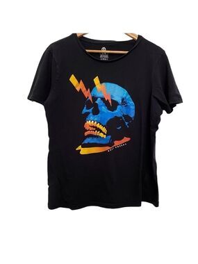STAY creepy skull head t-shirt black blue 100% cotton tee